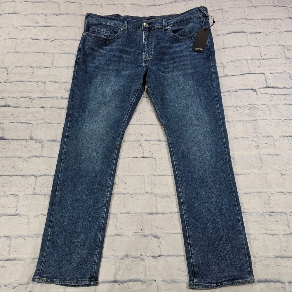 True Religion Ricky Relaxed Straight Men 44 Blue Dark Roper Wash Denim Jeans